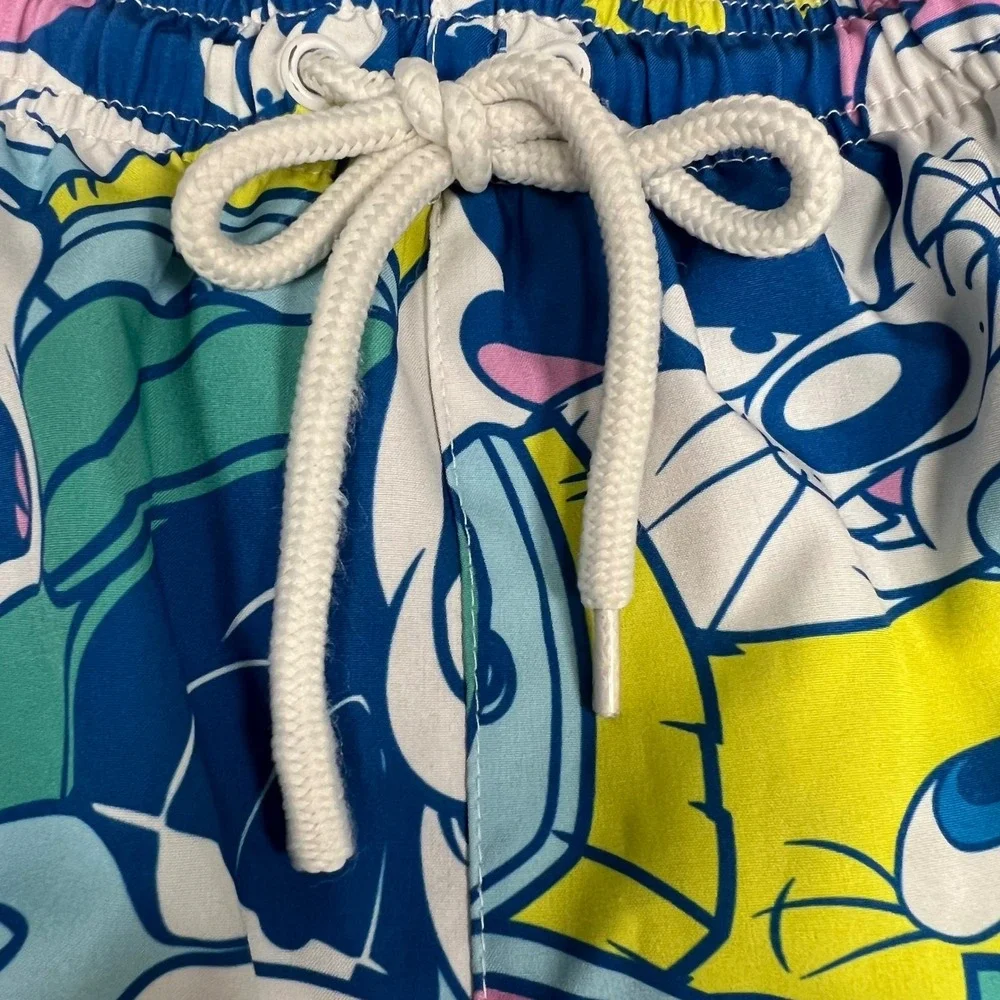 Looney Tunes Swim‎ Trunks Cartoon Characters Tweety Taz Elastic Waistband Sz M